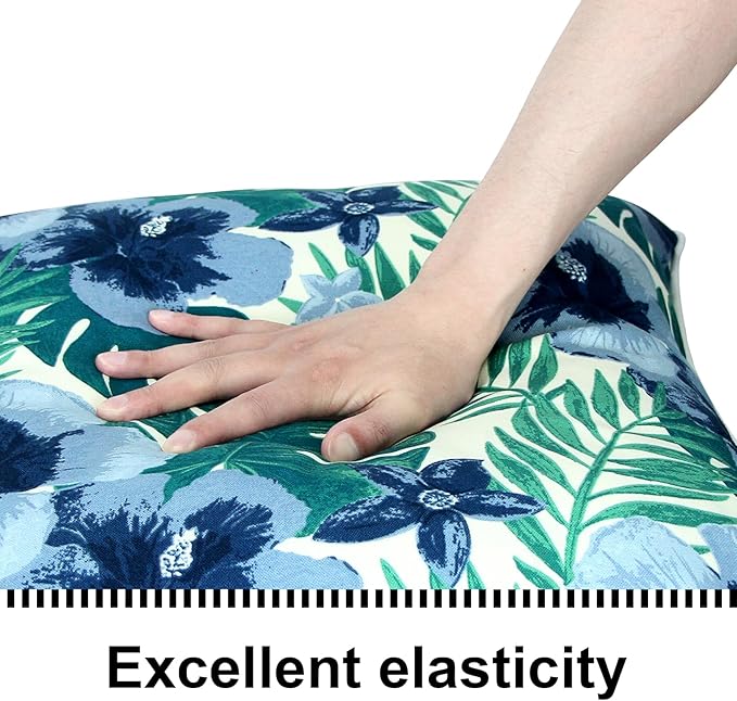 Deep Seat Cushions, Outdoor Cushions, Patio Furniture Cushions, Deep Seat & Back Cushion Patio Cushions with Rmoveable Cover for Backyard Couch Sofa Fade Resistant (22x22x3 in, Blue Flowers)