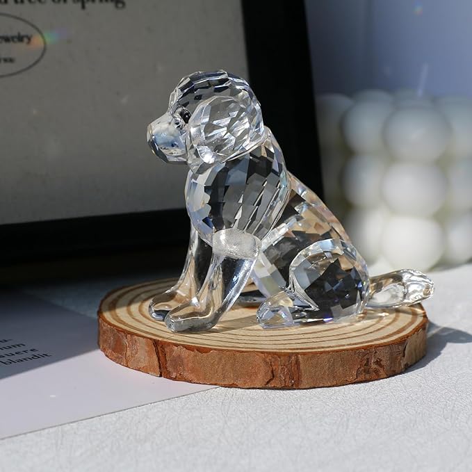 Crystal Dog Figurine Faceted Glass Puppy Statue Clear Labrador Ornament Animal Collectible Sculpture Handscraft Paperweight Home Decor