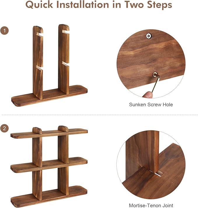Ufine Wood Succulents Plant Stand Windowsill Plant Display Shelf Small Wooden Plant Stand for Desktop Carbonized Color