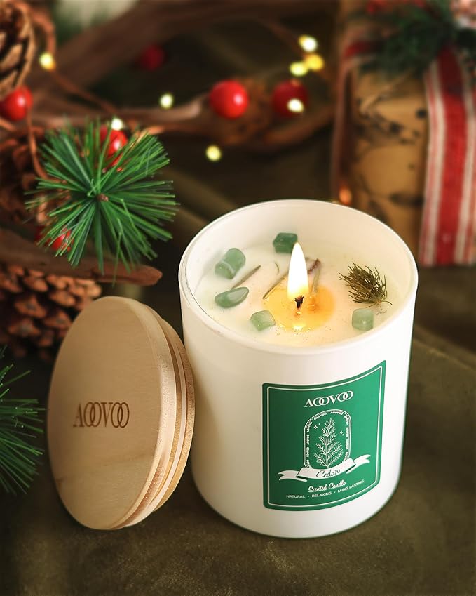 AOOVOO 4 Pack Candles Set for Women - Aromatherapy Candle with Crystals Inside, 40oz Soy Candles for Home Scented, Birthday Gifts Mothers Day Set Candle for Women Mom