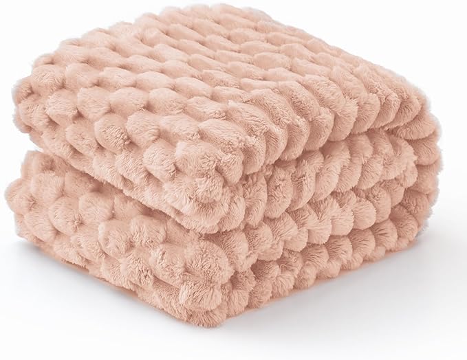 EXQ Home Fleece Throw Blanket for Couch and Bed, 3D Imitation Large Turtle Shell Jacquard Decorative Blankets, Plush Lightweight Fuzzy Flannel Blanket Suitable for All Seasons (50"×60",Pink)