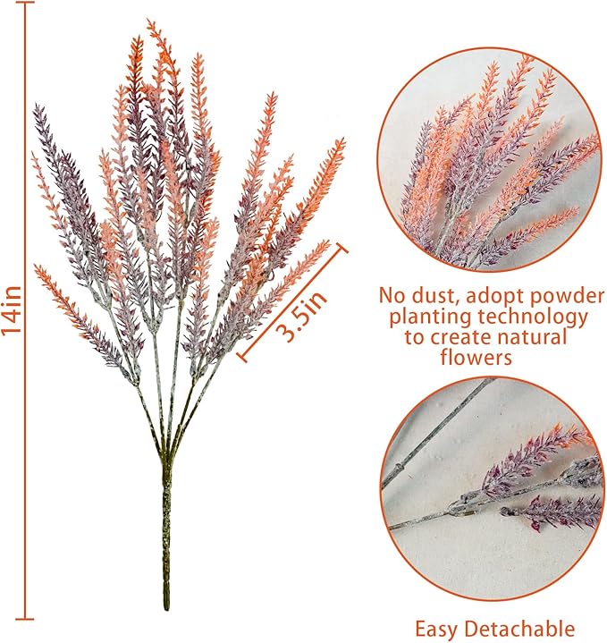 Agusbagli 72 Bundles Artificial Fall Flowers Outdoors, UV Resistant Fake Lavenders No Fade Faux Plants Arrangement for Thanksgiving Autumn Weddings Indoor Home Decorations