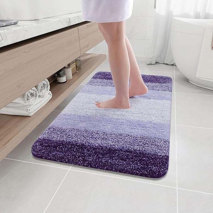 Arotive Microfiber Bathroom Rugs, Shaggy Soft and Absorbent Bath Rug, Non-Slip, Thick Plush Machine Washable Dry Bath Mats for Bathroom, Tub and Shower, 36x24, Dark Purple