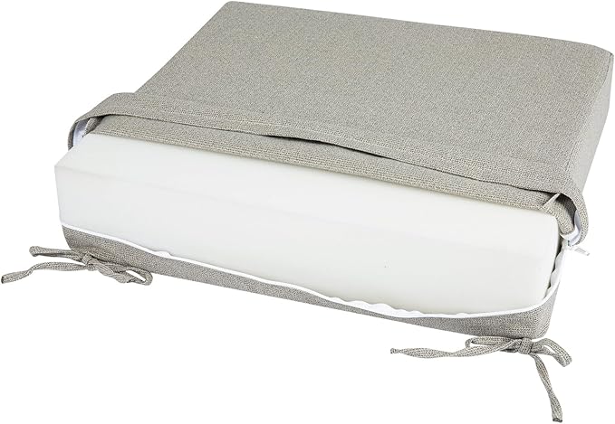 Patio Cushion Covers with Ties, 2 Pack, Outdoor Water Resistant Deep Seat Chair Cushion Slipcover 22x20x4 Inch for Garden Couch Sofa (Replacement Cover Only)-Warm Grey