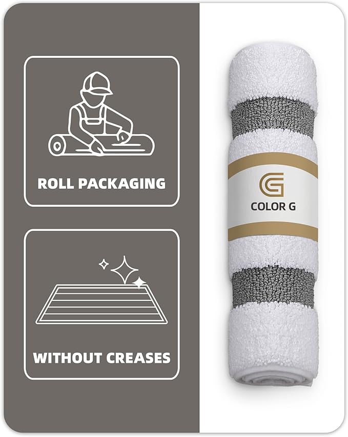 Color&Geometry Bathroom Rugs, Water Absorbent and Quick Dry Microfiber Bath Rugs-17"x30", Non-Slip, Machine Washable, Extra Soft Plush Bath Mats for Bathroom, Laundry Room, Shower and Tub
