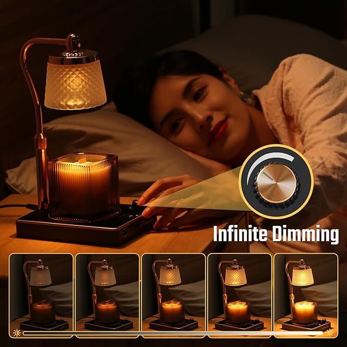 Candle Warmer Lamp with Timer and Dimmer, with USB Port Adjustable Height, Birthday Gifts for Women, Festival Gifts, Modern Home Decor as Gift for New Home