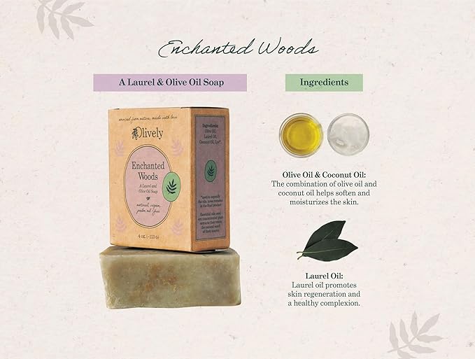 Enchanted Woods - All Natural Soap Bar - Soap Bar handmade with Laurel and Olive Oil - Bar Soaps made with 100% natural ingredients - Body and Bath Soap - Vegan