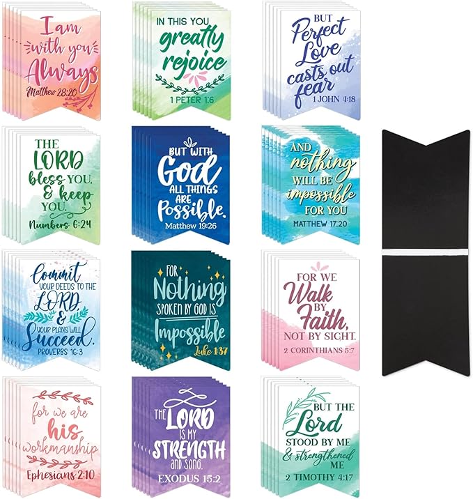72 Pieces Christian Magnetic Bookmarks for Women, Small Religious Scripture Bible Verse Magnets, 12 Watercolor Designs (1 x 1 in Bible Bookmark)