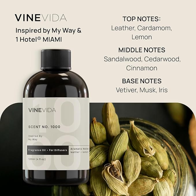 VINEVIDA (Pack of 4) Hotel Fragrance Collection Diffuser Oil - Hotel Scents Diffusers for Home - Cold Air Diffuser Oil - Hotel Scent Essential Oil, Diffuser Scents No. 1000, No.1001, No.1007, No.1003
