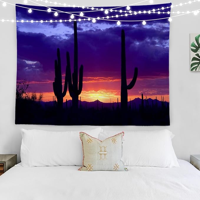 BaoNews Purple Nature Sunset Tapestry, Red Western Southwestern Large Wall Hanging Polyester Tablecloths Tapestry Bedroom Room Living Room Dorm 30 X 40 Inches