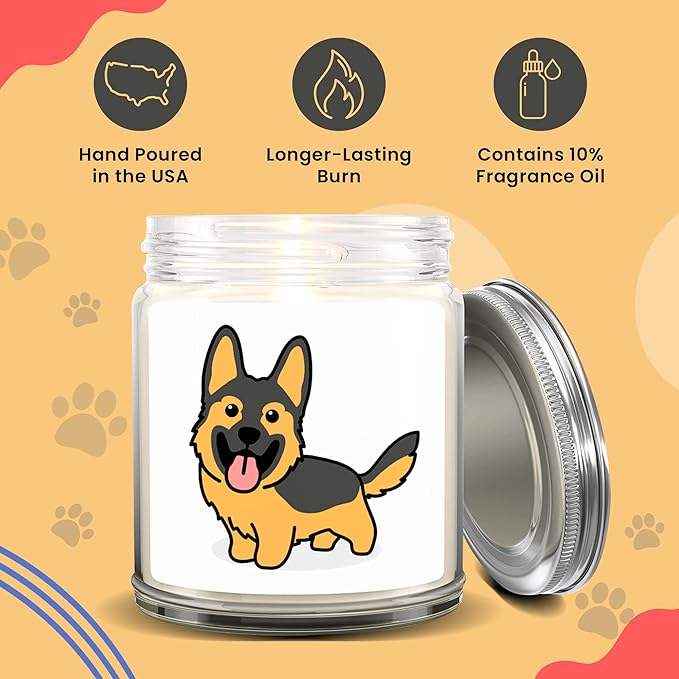 1OAK Lavender Scented Candles - Dog Mom Gifts for Women - Dog Candle - Made in USA (German Shepherd)