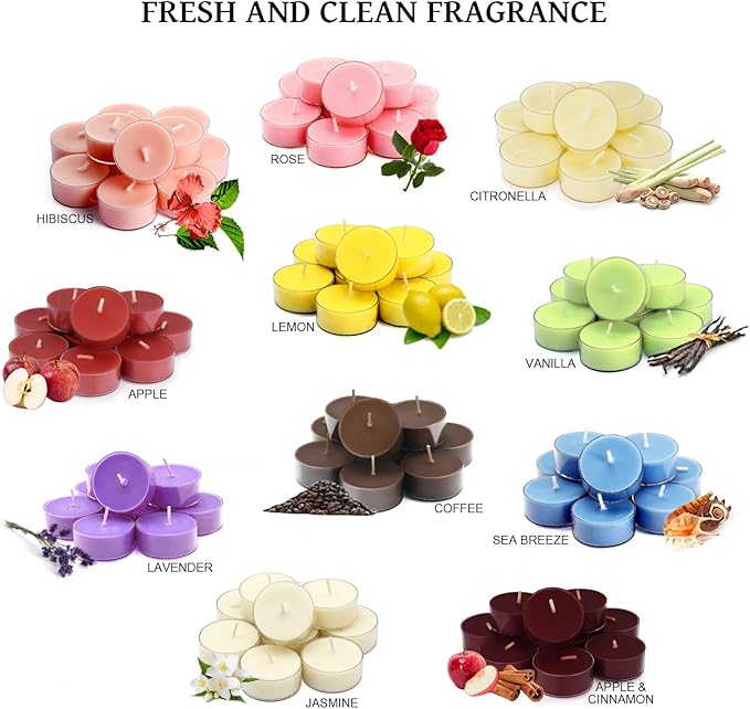 DEYBBY Natural Jasmine Scented Soy Wax Tealight Candles Bulk, Aromatherapy Luxury Tea Candle Set of 24-4 Hour Burning Great Gift