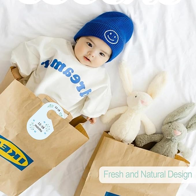 8 Pack Baby Closet Dividers Watercolor Plants Clothing Organizer Double-Sided Colorful Hanger for Newborn to 24 Months