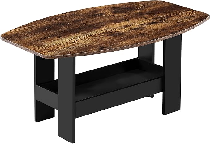 VECELO Coffee Table for Living Room with Storage Compartment Shelf