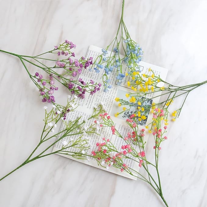 DEEMEI 15 PCS Babys Breath Artificial Flowers Fake Babys Breath Flowers Artificial Bulk Gypsophila Bouquets Real Touch Faux Flowers for Wedding Floral Arrangement Party Home Decoration