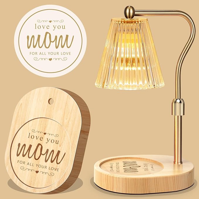Candle Warmer Lamp with Timer and Dimmer, Candle Warmer Adjustable Height for Mom Birthday Gifts, Electric Wax Melt Warmer with 2 Bulbs for Scented Jar Candles Home Decor