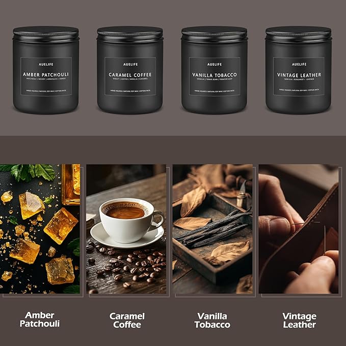 Scented Candles Set for Men - 8 Pack Soy Jar Candle Gift for Fathers Day, Aromatherapy Candle Gifts for Dad & Boyfriend, Masculine Fragrance Candle Scented for Home