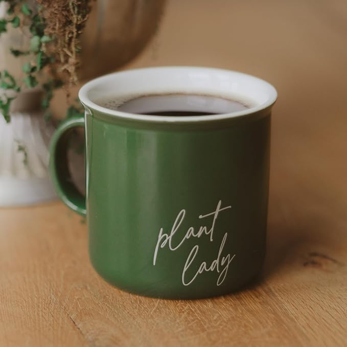 Sweet Water Decor Plant Lady Camping Mugs - 11oz Cute Coffee Mugs for Hot & Cold Drinks - Dishwasher & Microwave Safe - Ceramic Travel Mug - Ideal Tea and Espresso Mug