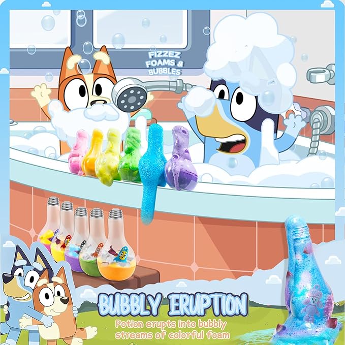 Blue Heeler Bath Bombs for Kids With Toys Inside - Scientific Bath Toys for Dry Skin Moisturize, Dried Rose Petals With Eruption of Foams - Kid Gift Set