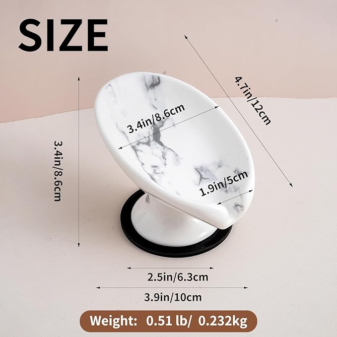 Soap Dish, Marble Soap Holder Self Draining Leaf Shape Soap Dishes,Ceramic soap Holder for Shower,Bathroom Sink, Kitchen (1, Marble)
