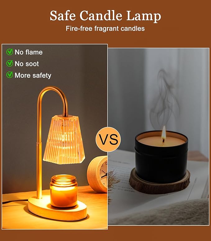 Candles Wax Warmers Lamps with Timer Electric Candle Warmer Lamp for Jar Candles Burner Dimmable Light Modern No Flame Scented Warming Adjustable Height
