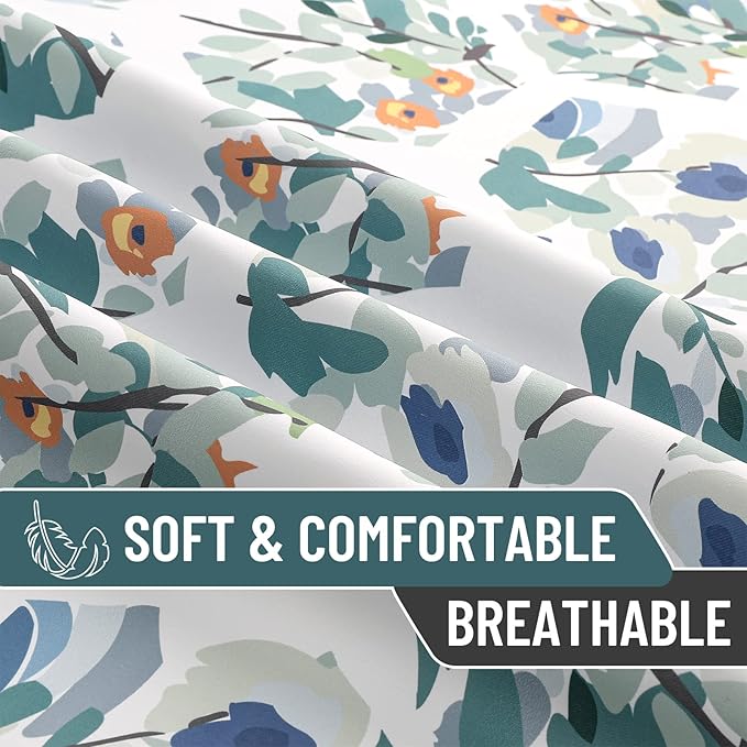 Joydeco Green Floral Curtains 108 Inches Long for Bedroom 2 Panels, Room Darkening Boho Curtains Patterned Panels for Living Room with Grommet, 80% Blackout Botanical Printed Drapes(Hexagon Green-108)