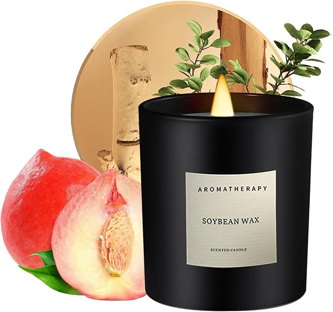 Butterfly Vanilla Candle – Aromatherapy Candle with Rotating Golden Butterfly Spinner, Scented Candle Gift for Relaxation, Home Décor & Special Occasions (White Peach Oolong, Black)
