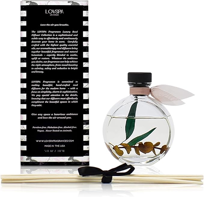 LOVSPA Winter Woods Reed Diffuser Set - Essential Oil Scent Diffuser for Home - Non-Toxic Oil Reed Diffuser - Made in The USA