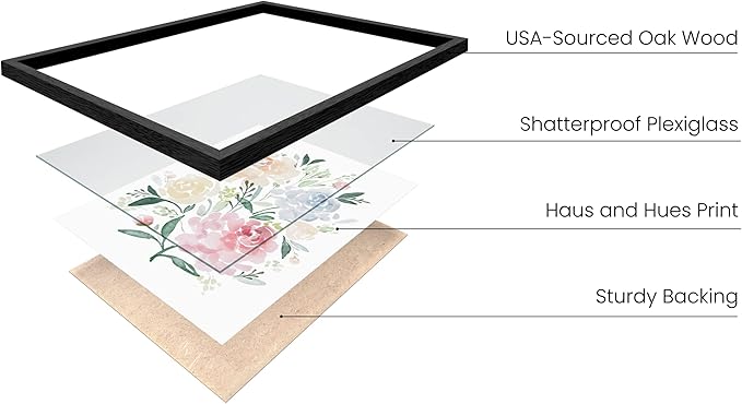 HAUS AND HUES Bouquet Set Art Print Set of 4 16x20 - Framed Black