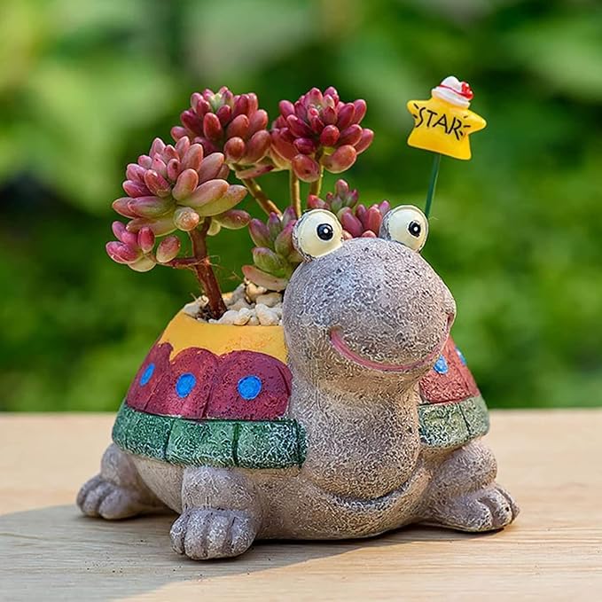 awcnilacav Tortoise Plant Pot Silicone Mold for Succulent Resin Animal Plant Flower Pot Mould Turtle Garden Figurines Outdoor Decor succulent planter mold silicone