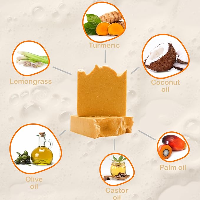 Turmeric Face and Body Soap 2 Pack Handmade with Natural and Organic Ingredients for All Skin Types