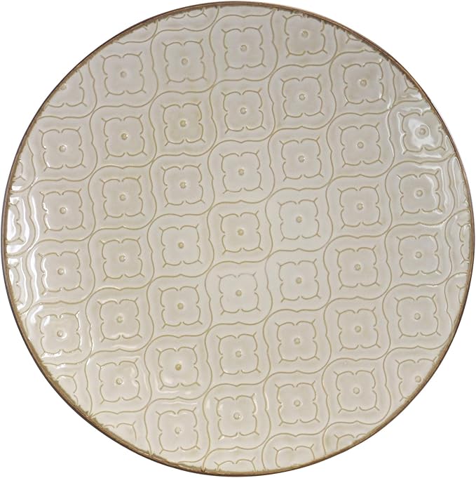 Elama White Lily 16 Piece Luxurious Stoneware Dinnerware with Complete Setting for 4