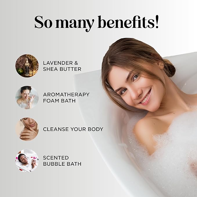 Luxury Nighttime Bubble Bath for Women - Aromatherapy Sleep Bath Soak for Women Relaxing and Nourishing Vegan Formula with Lavender Essential Oil and Shea Butter - Sulfate Paraben and Phthalate Free