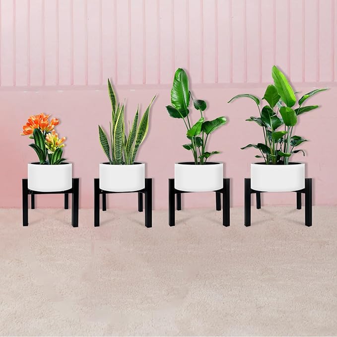 Mini 4Legs Adjustable Metal Plant Stand for 5"-10" Plant Pot – Indoor & Outdoor (Black, 1 Pack)