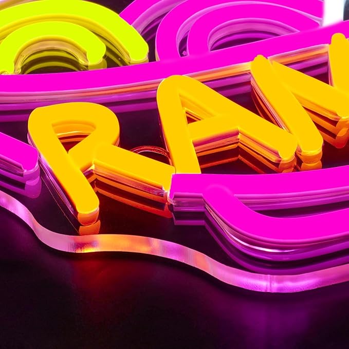 Lucunstar Ramen Neon Sign Colorful Neon Signs Noodle LED Sign Neon Signs for Wall Decor Pink Neon Lights for Party Neon Light Sign for Fast Food Kitchen Restaurants Bar Ramen LED Light Sign