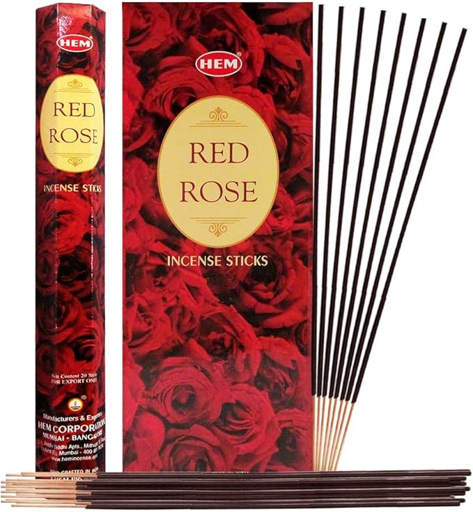 TRUMIRI Red Rose Incense Stick Bundle: 120 Count (6 Packets of 20 Sticks Each) with Trumiri Incense Holder