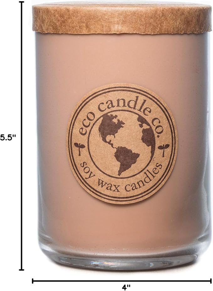 Eco Candle Co. Recycled Candle, Precious Woods, 26 oz. - Scents of Smoked Wood, Nutmeg, Musk, & Ylang - 100% Soy Wax, No Lead, Kraft Paper Label & Lid, Hand Poured, Made from Midwest Grown Soybeans