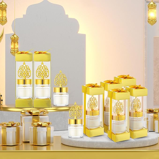 Hoolerry 12 Pcs Ramadan Candle Eid Mubarak Gift Set Muslim Islamic Candles Gift Bulk Ramadan Decor Scented Lavender Candles Muslim Night Light Favors or Eid Islamic Home Decor