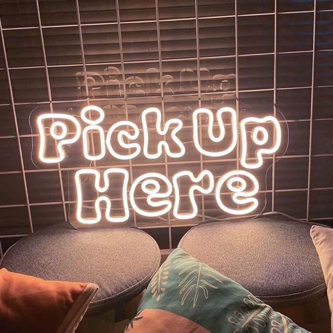Large Pick Up Here Neon Sign for Business-Adjustable Brightness Neon Lights Sign for Party Bar Salon Stores Shop Hotel Wall Decor With Hanging Chain for Store Windows-Warm White,20 IN