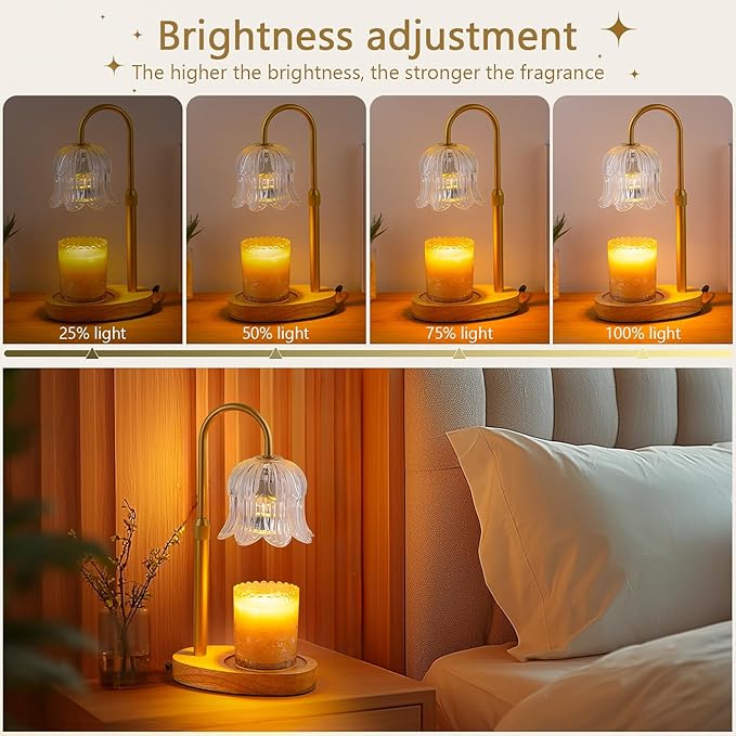 Candle Warmer Lamp Electric Timer - Candles Height Control Dimmable Warmers Scented Lamps No Flame Heat Warm Melt Wax Jar Modern Home Decor Table Lights for Home Living Bedroom