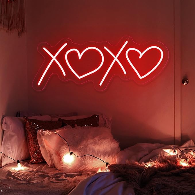 Neon Sign for Wall Decor Bedroom Birthday Party Gift Boyfriend Girlfriend Lover Teens Kids Room USB Operated Led Light Sign,Red 16 x 6.3 Inch