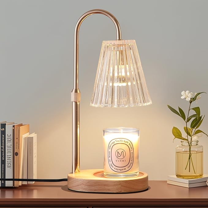 Candle Warmer Lamp WithTimer and Dimmer,Fragrance Electric Wax Melt Warmer with 2 Bulbs,Scented Jar Lamp,Mother's Day/Birthday/Christmas Gifts for Mom/Wife,Home Decor,Adjustable Height