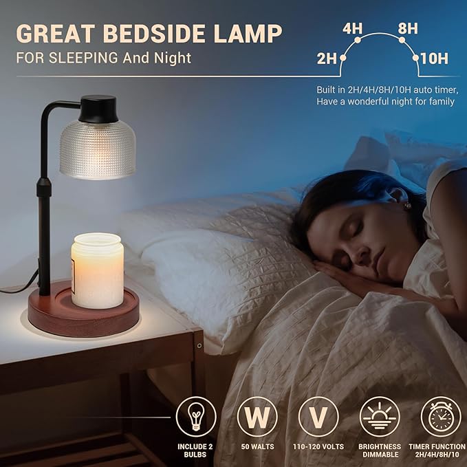 KLL Candle Warmer Lamp with Timer: Birthday Gifts for Women Mom - Wax Warmer Lamp for Jar Candles with 2 Bulbs for Room Decor - House Warming Gifts for New Home