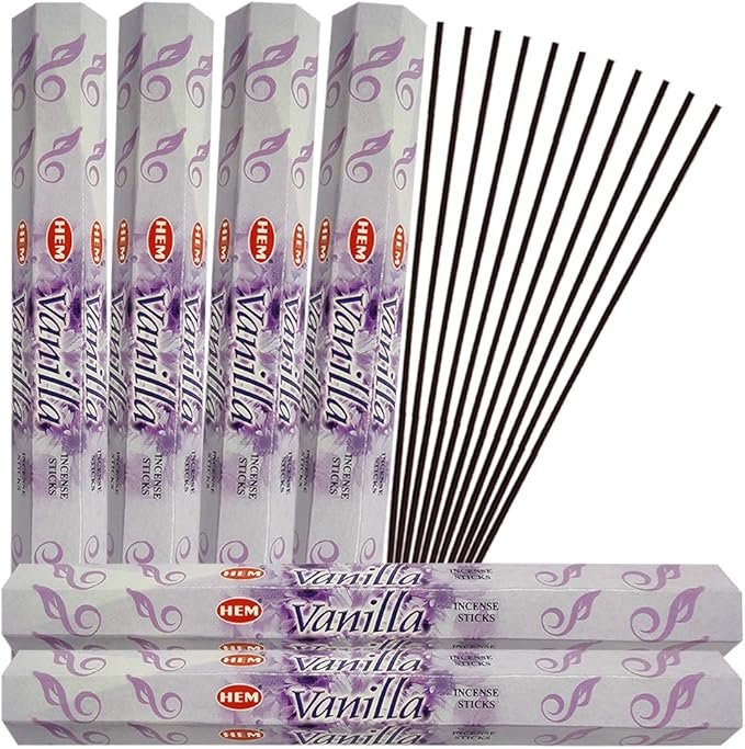 TRUMIRI Vanilla Incense Sticks & Holder Bundle: 121 Pieces (6 Packs of 20), 1 Set