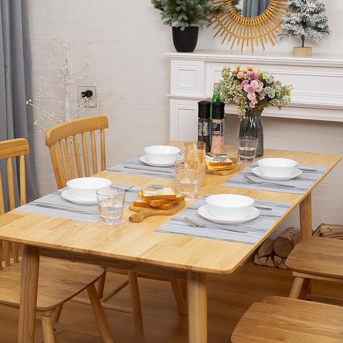 Winknowl Placemats Set of 4, Heat Resistant Stain Resistant Woven Vinyl Insulation Place mats, Durable Washable Elegant Table Mats for Kitchen Dining Table Decor (Lightsteel Blue)