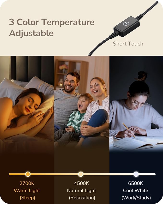 EDISHINE Upgraded LED Table Lamp, Stepless Dimmable Bedside Lamp with 3 Color Temperature, Modern Nightstand Lamp, Desk Lamp for Bedroom, Living Room, Corner, Gift, Metal Finish, Silver, 6W