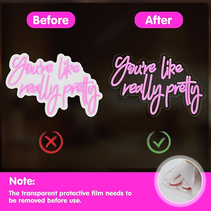 You are Like Really Pretty Neon Sign, Pink LED Neon Signs for Bedroom Decor Bachelorette Party Teen Girls Room