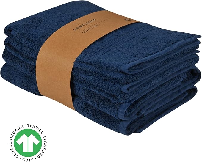 HOMELOVER 6 Piece Towel Set - 100% Organic Cotton 2 Bath Towels & 4 Hand Towels - 500 GSM, Hotel & Spa Quality, Soft, Quick Dry, Highly Absorbent Bathroom Essentials (Deep Sea Blue)