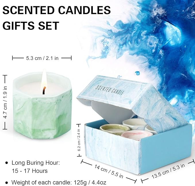 Scented Candles Set, Candles for Home Scented, Aromatherapy Candles for Home, Soy Wax Candles Set 4x2.0 oz, Wonderful Gifts for Mother, Women, Friends and Coworkers