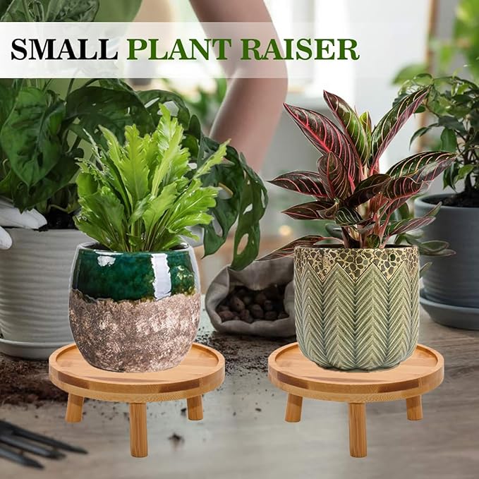ARTORA Mid Century Modern Plant Stand, Wood Indoor Plant Holder Succulents Plant Pot Raiser Decorative Corner Planter Stand for Small to Medium Plants (Natural 2PCS)